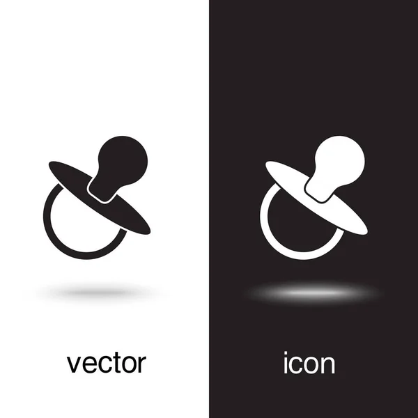 Vector icono bebé chupete sobre fondo blanco y negro — Vector de stock