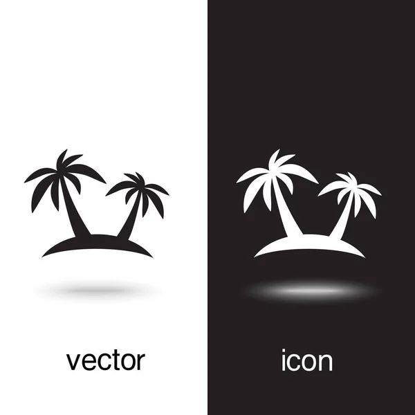 Palmera icono vectorial sobre fondo blanco y negro — Vector de stock