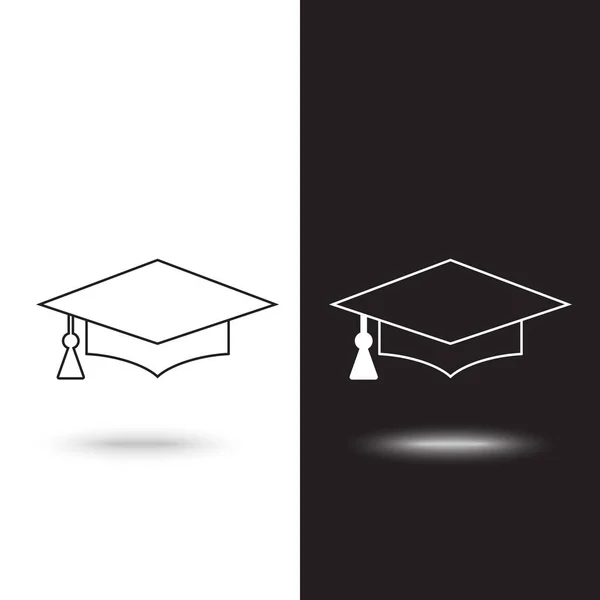 Tapón de graduación icono vectorial sobre fondo blanco y negro — Vector de stock