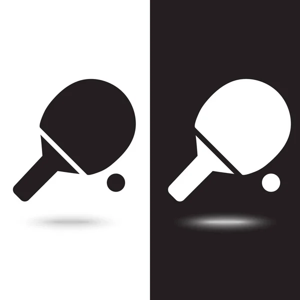 Raquete de tênis ícone vetorial em fundo preto e branco — Vetor de Stock