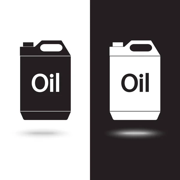 Vetor ícone jerrycan óleo sobre fundo preto e branco — Vetor de Stock