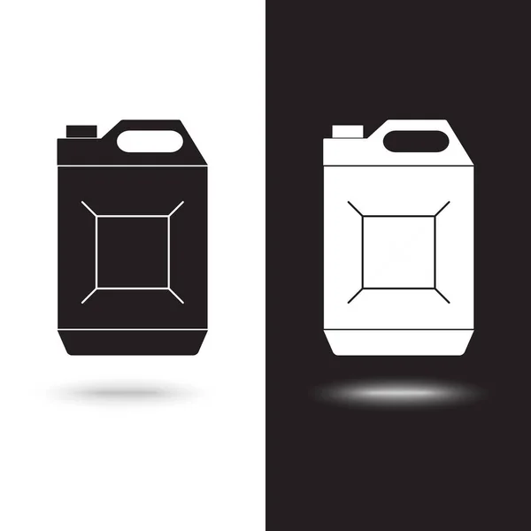 Vector icono jerrycan aceite sobre fondo blanco y negro — Vector de stock