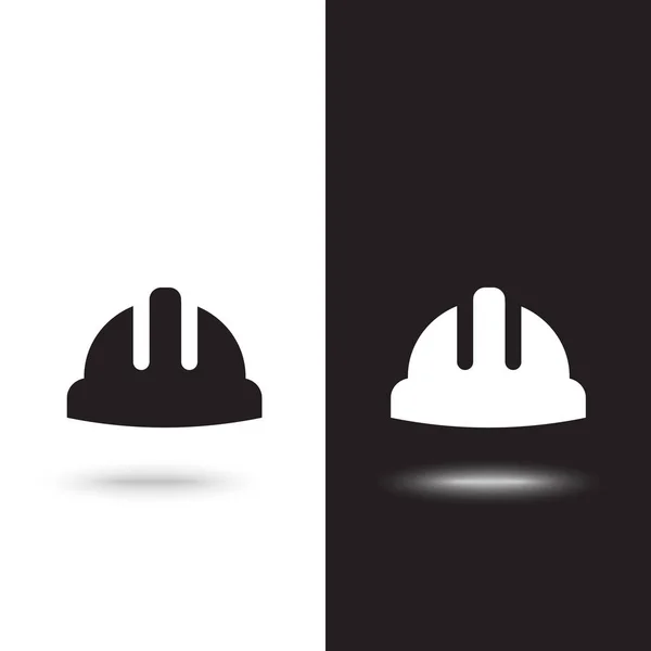 검은색과 흰색 배경 벡터 아이콘 작업 헬멧 — 스톡 벡터
