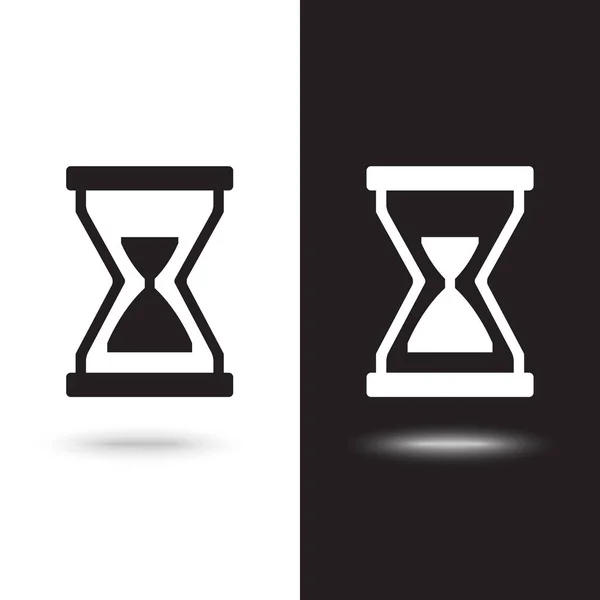Ilustración del icono del reloj de arena sobre fondo blanco sobre fondo blanco y negro — Vector de stock