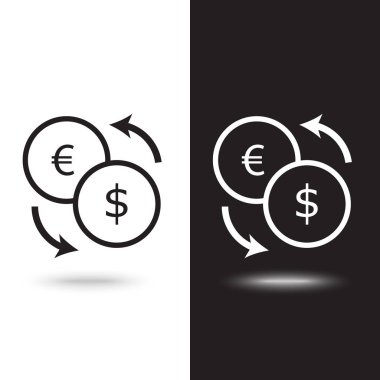 Currency exchange outline icon black color isolated on white background on black and white background clipart