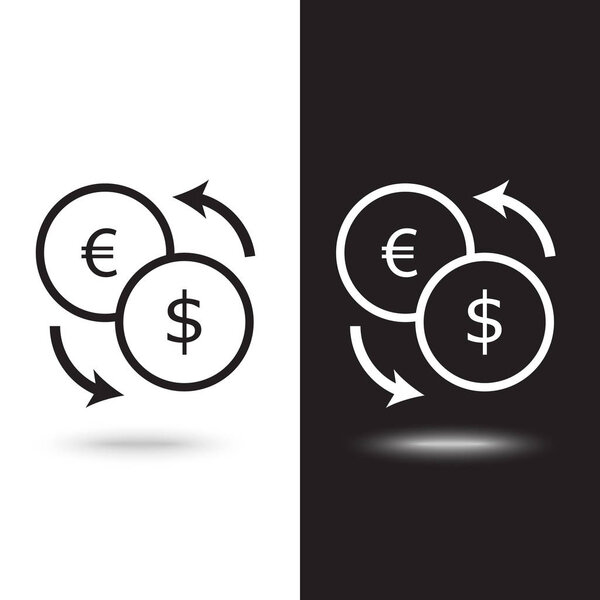 Currency exchange outline icon black color isolated on white background on black and white background