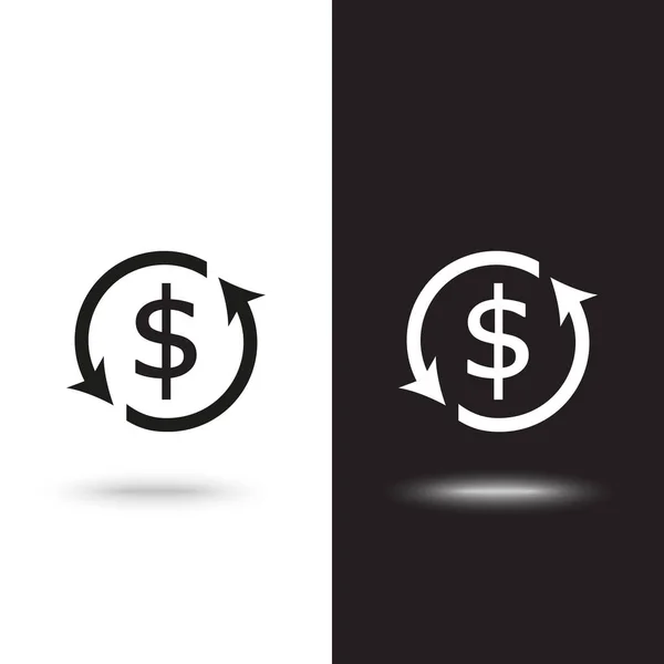 Valuta exchange ikonen svart konturfärg isolerad på vit bakgrund på svart och vit bakgrund — Stock vektor