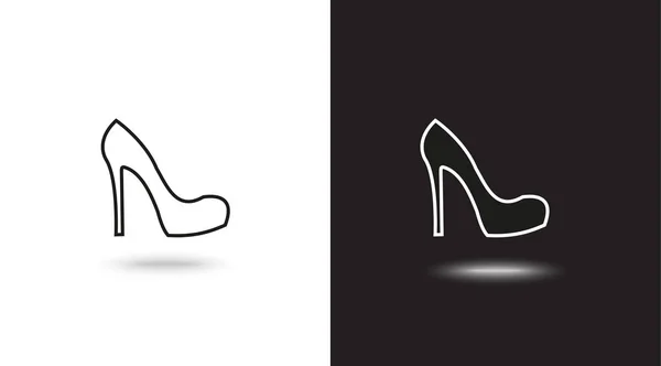 Vector pictogram vrouwelijke schoenen op zwarte en witte achtergrond — Stockvector