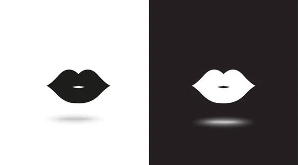Vector icon of the lips on black and white background — Stock Vector