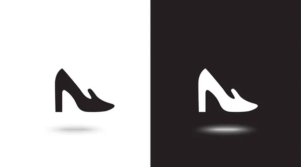 Icono vectorial zapatos femeninos sobre fondo blanco y negro — Vector de stock