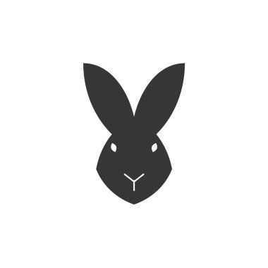 Paskalya Tavşanı simgesi. Tavşan silueti beyaz üzerine izole. Vektör