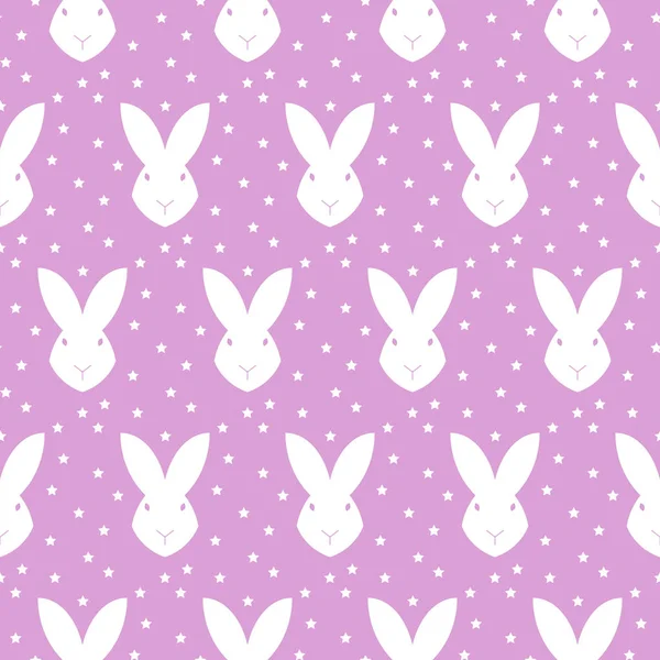 Dibujado a mano lindo conejito y patrón de corazón, fondo de conejo de diseño impreso, diseño textil impreso para niños — Vector de stock