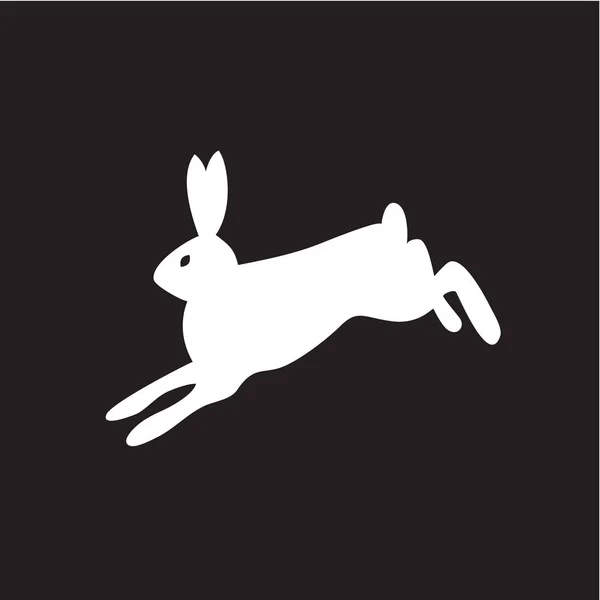 Black and white silhouette of a fluffy rabbit or hare sitting on a white background. Suitable as a logo, icon or design element of your design Projects. — Stock Vector