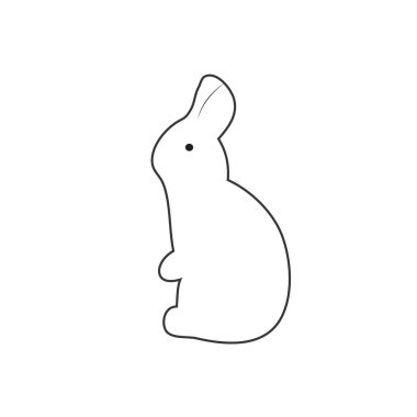 Paskalya Tavşanı simgesi. Tavşan silueti beyaz üzerine izole. Vektör