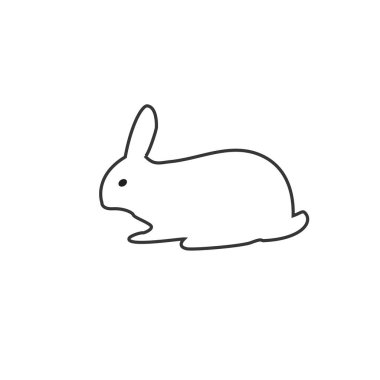 Paskalya Tavşanı simgesi. Tavşan silueti beyaz üzerine izole. Vektör