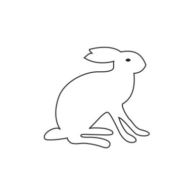 Siyah ve beyaz siluet bir tüylü tavşan veya beyaz bir arka plan üzerinde oturan tavşan. Tasarım logo, simge veya tasarım unsuru olarak uygun projeler.