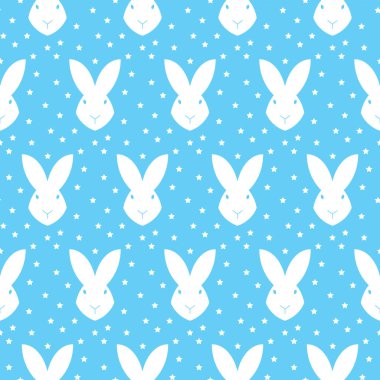 El yapımı şirin tavşan ve kalp deseni, parmak izi tasarımı tavşan arka planı, çocuklar tekstil tasarımı