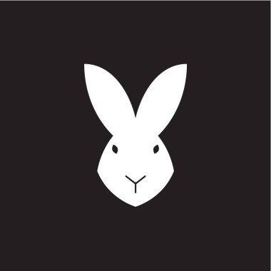 Paskalya Tavşanı simgesi. Tavşan silueti beyaz üzerine izole. Vektör