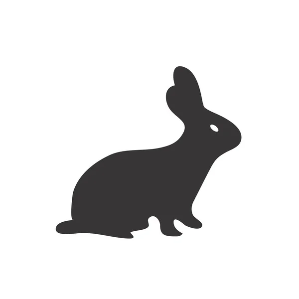 Icône lapin de Pâques. Silhouette de lapin isolée sur blanc. Vecteur — Image vectorielle