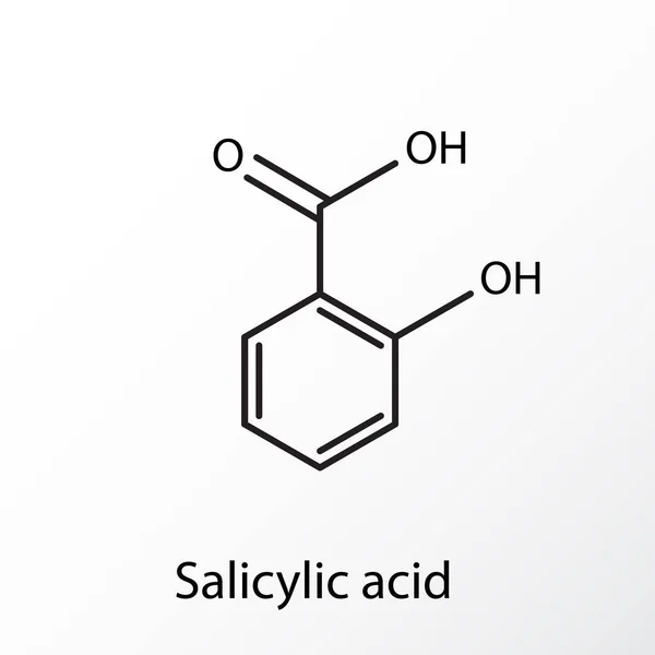 Μόριο σαλικυλικό οξύ με το χέρι. Σκελετικός τύπος σε λευκό φόντο — Διανυσματικό Αρχείο