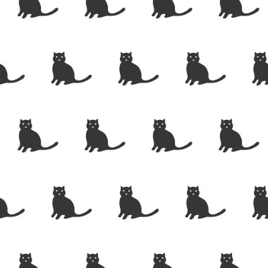 elle çizilmiş kedi ve kalpler ile sorunsuz desen