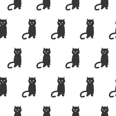 elle çizilmiş kedi ve kalpler ile sorunsuz desen