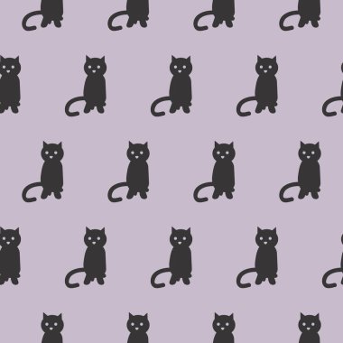 elle çizilmiş kedi ve kalpler ile sorunsuz desen