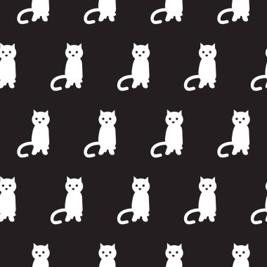 elle çizilmiş kedi ve kalpler ile sorunsuz desen