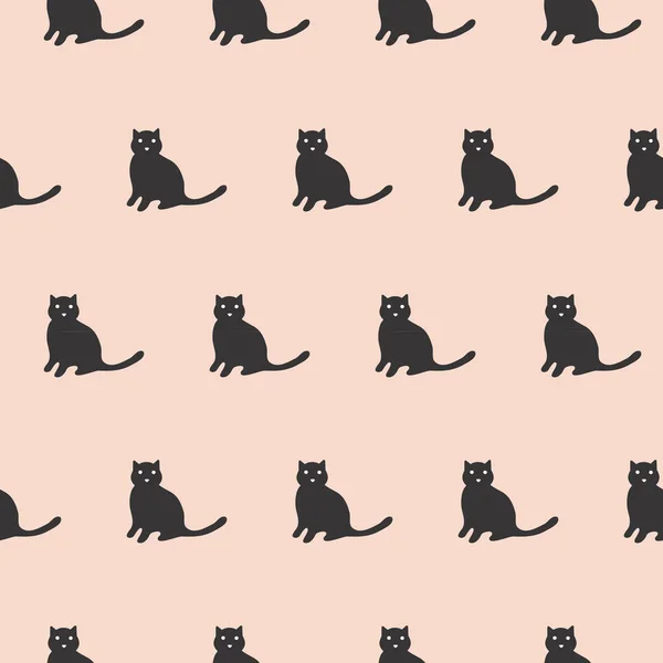 Bezszwowy wzór z ręcznie rysowanych kotów i serc — Wektor stockowy