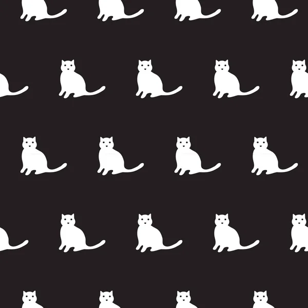 Naadloos patroon met hand getekende katten en harten — Stockvector