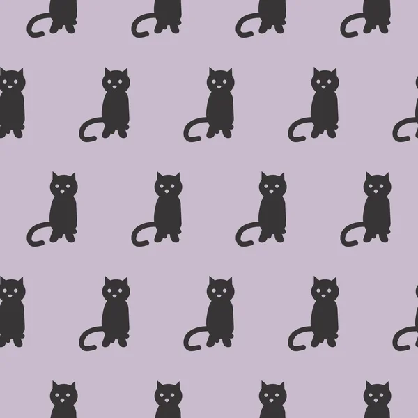 seamless pattern with hand drawn cats and hearts