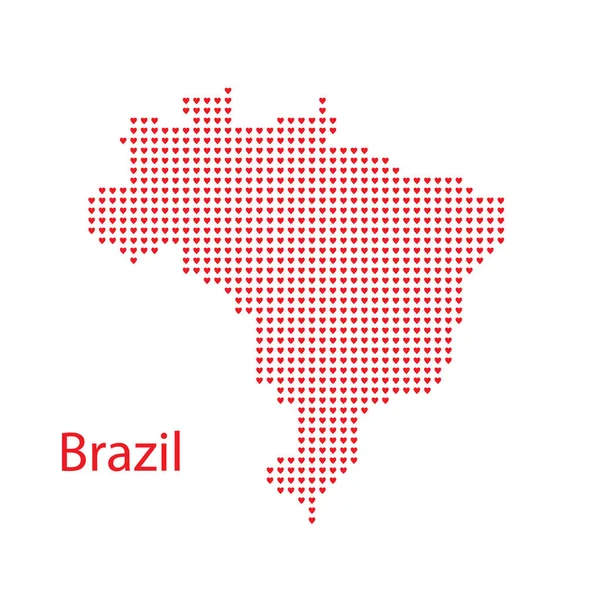 Brasil mapa en el vector corazones — Archivo Imágenes Vectoriales