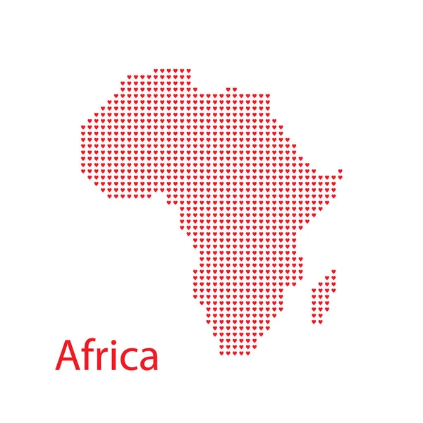 Pokrytí podlahové-Mozaiková mapa Afrika láska srdce v červené barvě izolovaných na bílém pozadí. Pravidelné červené srdce vzor ve tvaru mapy Afriky. Abstraktní design pro Valentýnské dekorace. — Stockový vektor