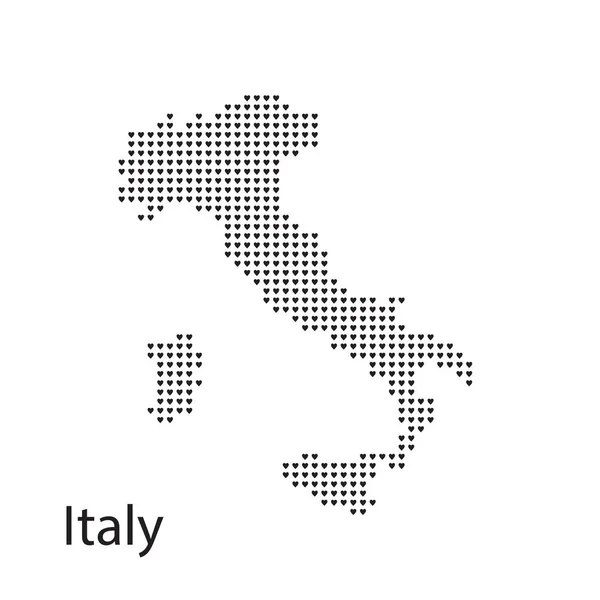 Italy map in hearts vector — Stock Vector