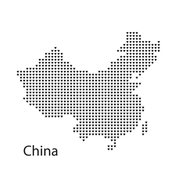 Mapa Chiny w wektor serca — Wektor stockowy