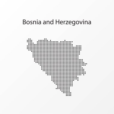 Bosna-Hersek'in halfton haritası ve kauçuk başlık. Vektör