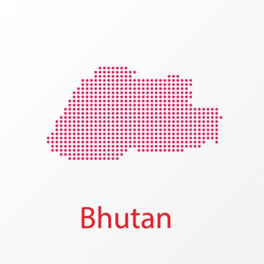 Bhutan ve kirli başlık noktalı harita. Vektör