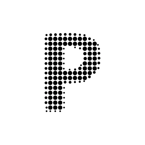 팝 아트 스타일의 하프 톤 문자 "P"벡터 로고. 새로운 디자인 — 스톡 벡터