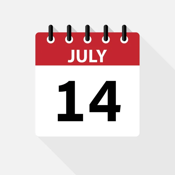 July Vector flat daily calendar icon. Date and time, day, month. Holiday. — Stock Vector