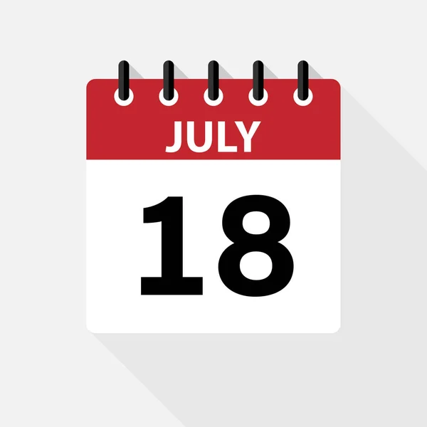 Julho Vector plana ícone calendário diário. Data e hora, dia, mês. Férias . — Vetor de Stock