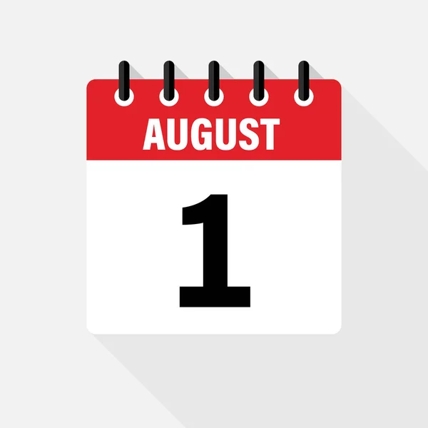 Agosto. Vetor plana ícone do calendário diário. Data e hora, dia, mês. Férias . — Vetor de Stock