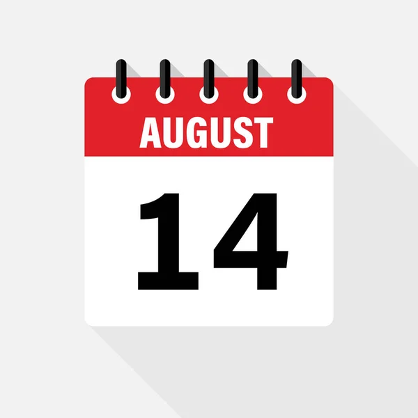 Agosto. Vector plano icono de calendario diario. Fecha y hora, día, mes. Vacaciones . — Archivo Imágenes Vectoriales