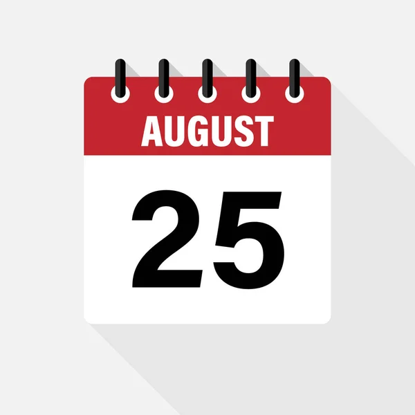 Agosto. Vector plano icono de calendario diario. Fecha y hora, día, mes. Vacaciones . — Archivo Imágenes Vectoriales