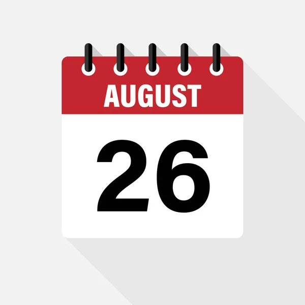 Agosto. Vetor plana ícone do calendário diário. Data e hora, dia, mês. Férias . — Vetor de Stock