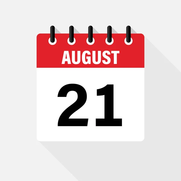 Agosto. Vector plano icono de calendario diario. Fecha y hora, día, mes. Vacaciones . — Archivo Imágenes Vectoriales