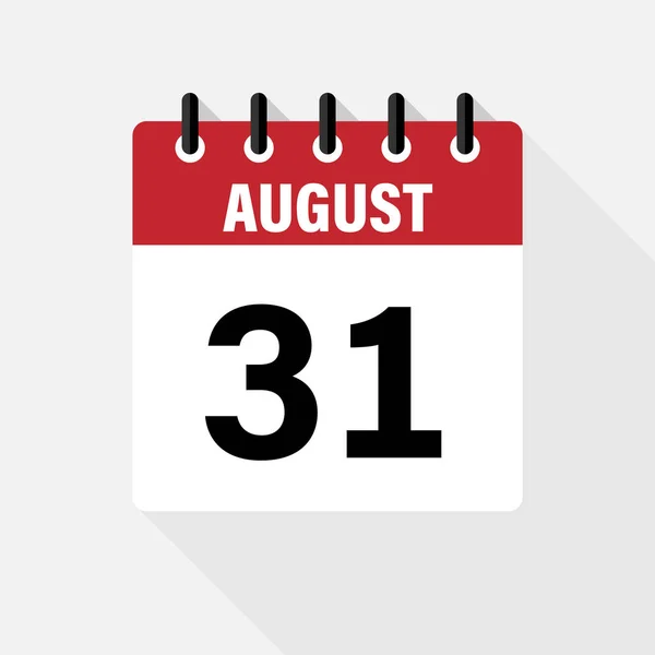 Agosto. Vector plano icono de calendario diario. Fecha y hora, día, mes. Vacaciones . — Archivo Imágenes Vectoriales