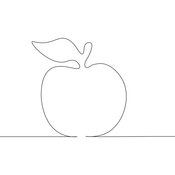 Apple - one line drawing. Continuous line. Hand-drawn minimalist illustration, vector. — Stock Vector