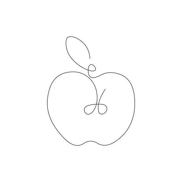 Manzana - dibujo de una línea. Línea continua. Ilustración minimalista dibujada a mano, vector . — Vector de stock