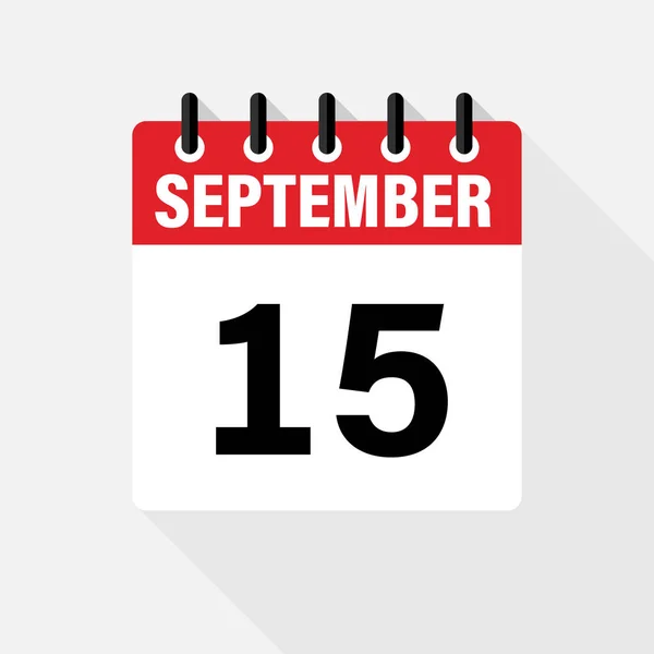 September. Vektor flaches Kalendersymbol. Datum und Uhrzeit, Tag und Monat. Urlaub — Stockvektor