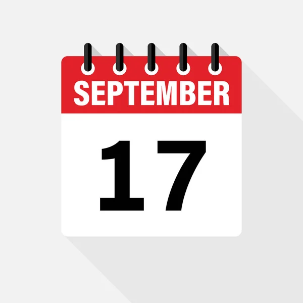 SEPTIEMBRE Vector plano icono de calendario diario. Fecha y hora, día, mes. Vacaciones — Archivo Imágenes Vectoriales